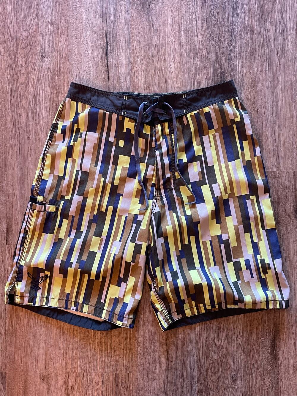 American Eagle Multicolor Striped Swim Trunks Size 32